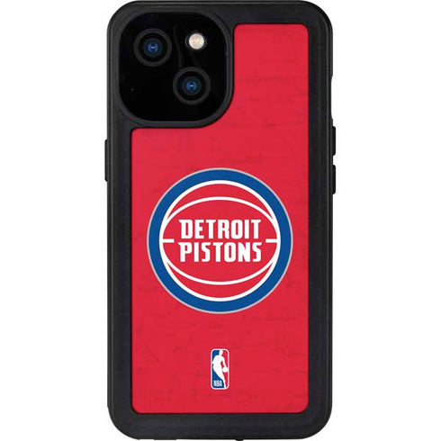 NBA Detroit Pistons Distressed iPhone 15 Waterproof Case